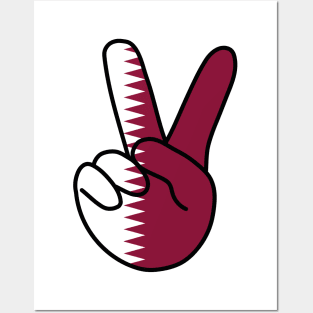Qatar Flag V Sign Posters and Art